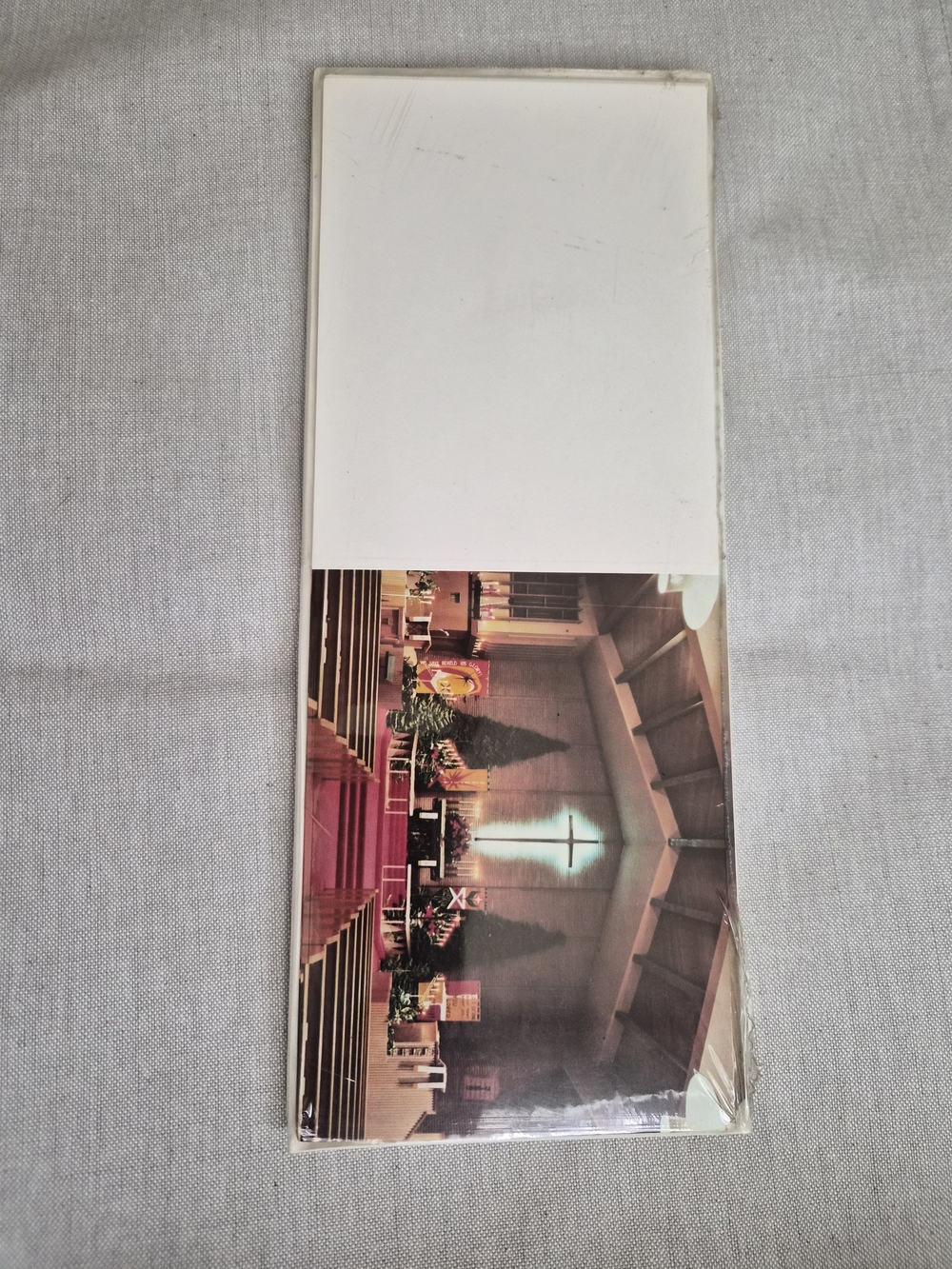 Church's Holiday Church Interior Postcard in White and Red